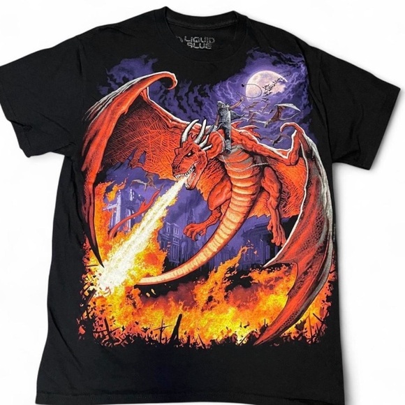 Liquid Blue Other - Liquid Blue Dragon Fire Dark Fantasy Graphic T-Shirt